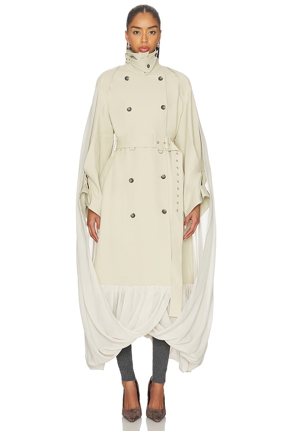 view 2 of 4 Draped Trench Coat in Cement Beige