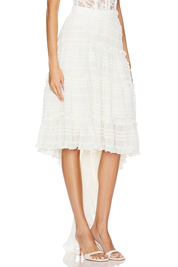view 2 of 6 Asymmetrical Lace Tulle Skirt in Cream
