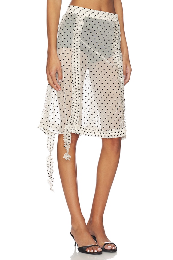 view 2 of 6 Frilled Basic Skirt in Dotted Beige