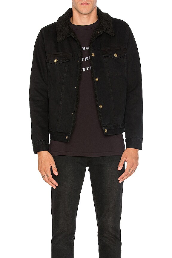 view 2 of 5 デニムフェイクシェルパジャケット in Jet Black