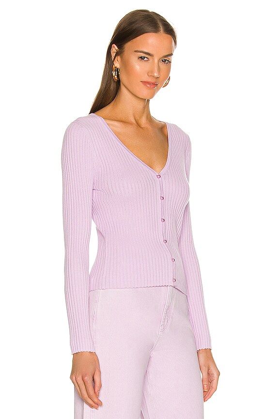 view 2 of 4 Classic Rib Cardigan in Lavender