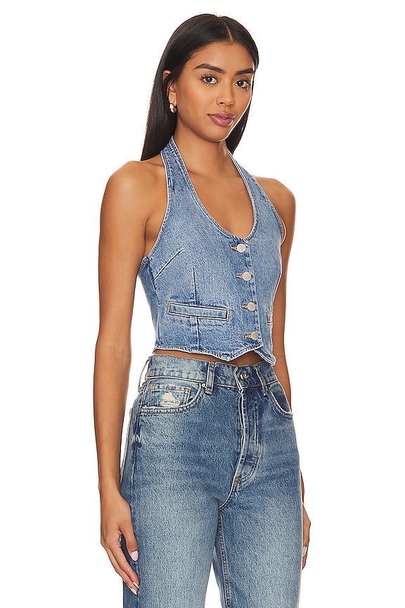 view 2 of 4 GILET HALTER in Organic Mid Blue