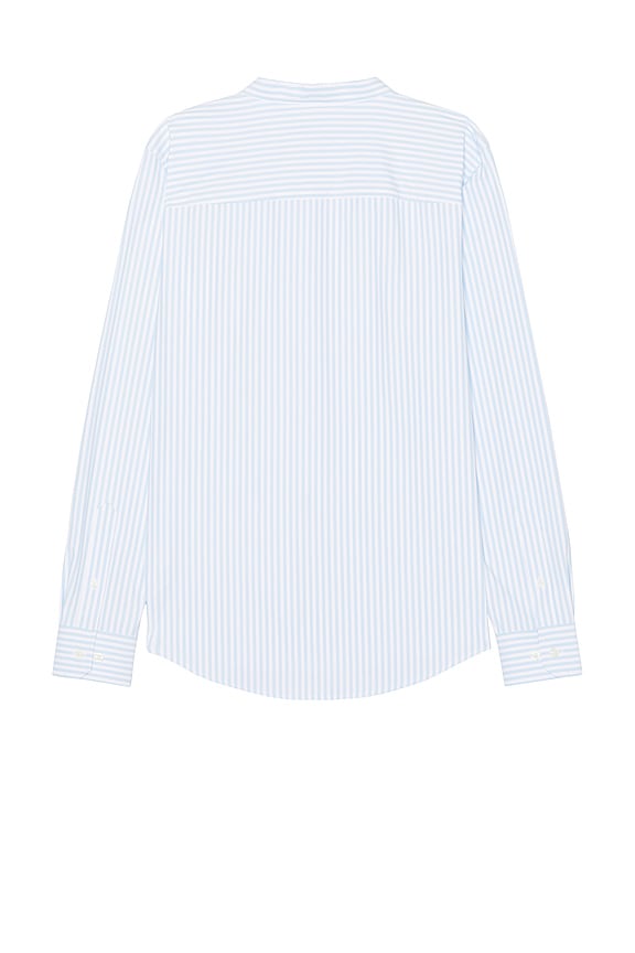 view 2 of 5 State Of Mind Band Collar Shirt in Blue Wide Stripe