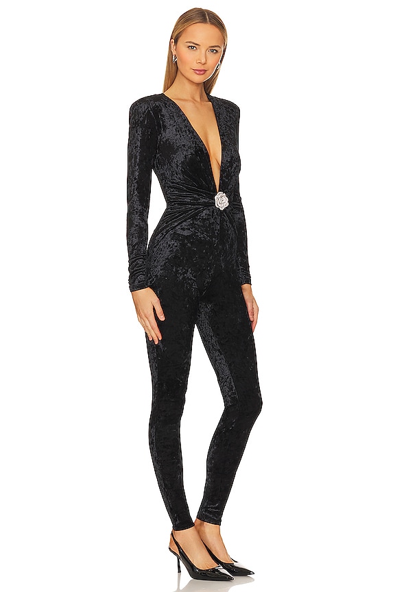 view 2 of 4 Rhodes Velvet Catsuit in Jet Black