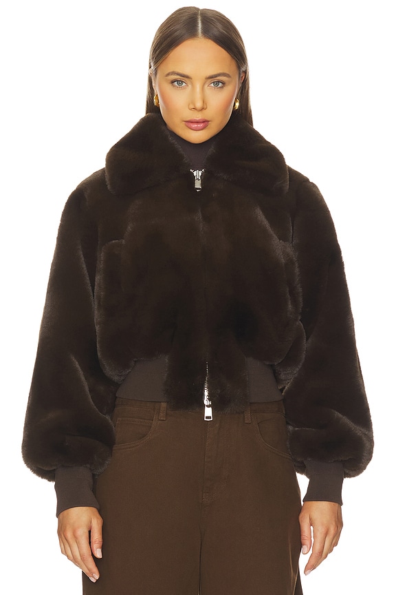 view 2 of 5 Clemence Faux Fur Jacket in Brown
