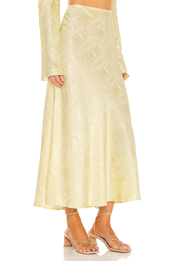 view 2 of 5 Mae Silk Jacquard Skirt in Pale Yellow