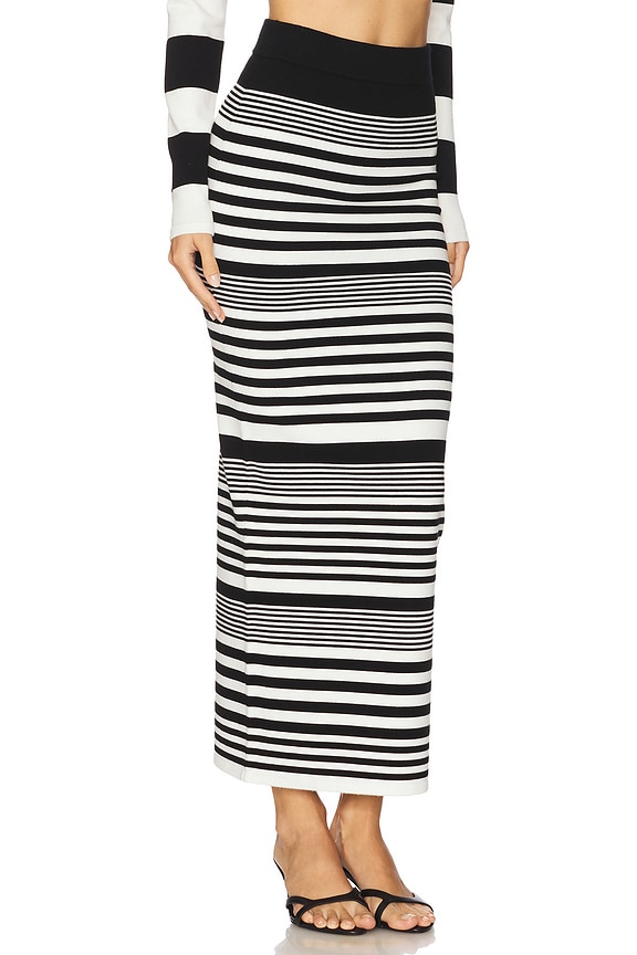 view 2 of 6 JUPE EN MAILLE TAMIKA in Black White Stripe