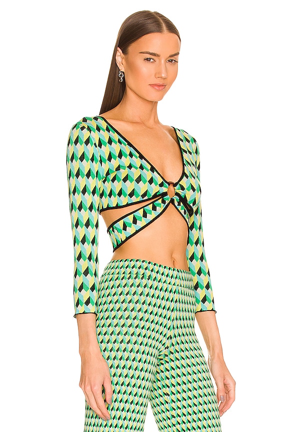 view 2 of 4 Diamond Geo Tiki Top in Island Green Multi