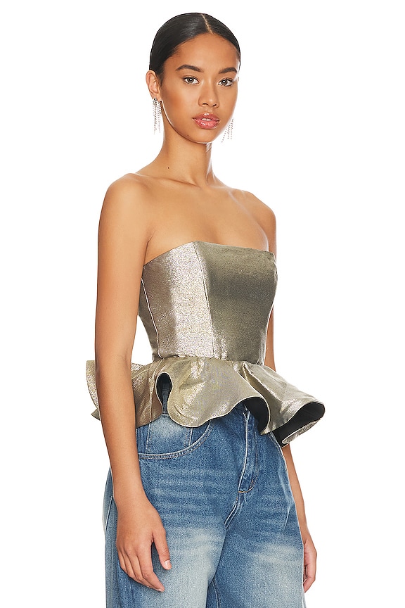 view 2 of 5 NELLIE トップ in Lame Stretch Suiting Silver