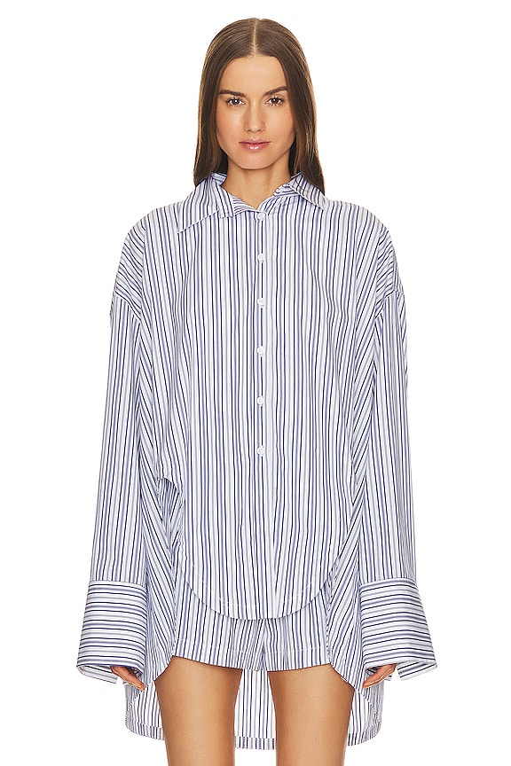 view 2 of 6 Maja Top in Blue And White Stripe