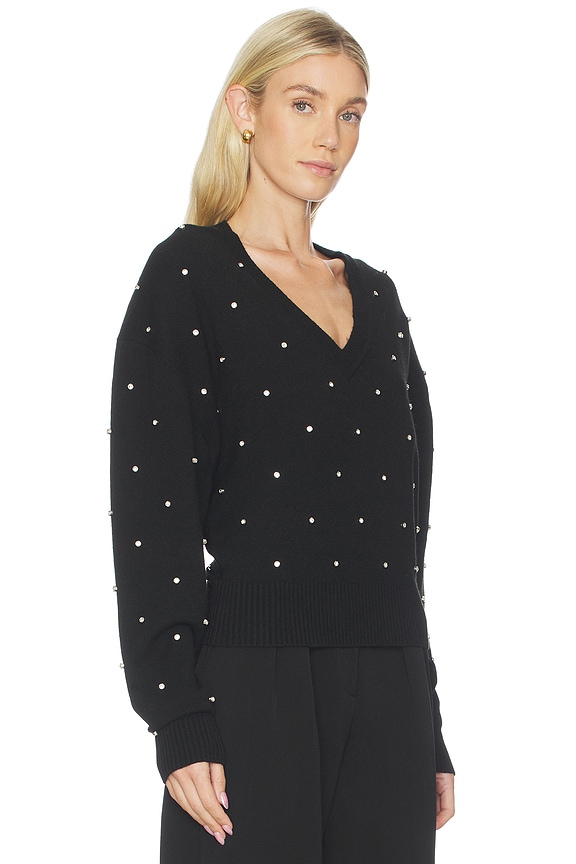 view 2 of 5 Corin Crystal Knit V-neck in Black