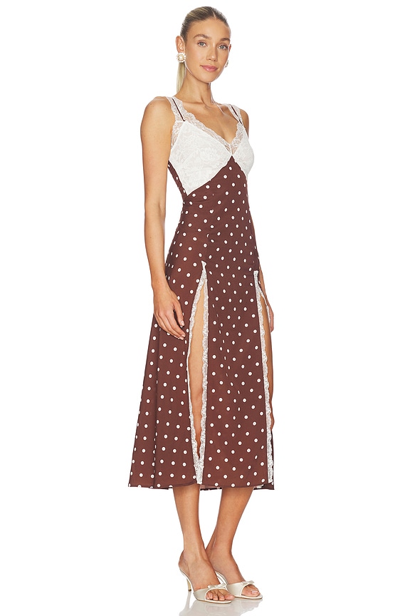 view 2 of 3 Polka Dots Long Dress in Brown Polka Dots
