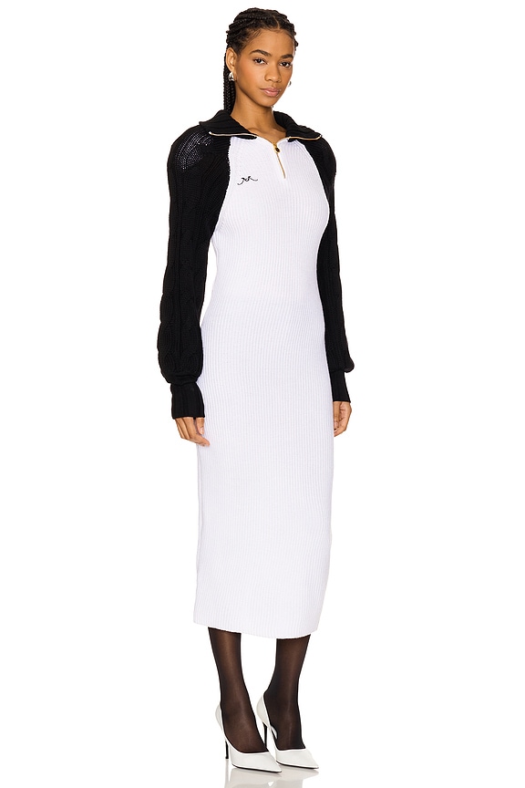 view 2 of 4 Turtleneck Raglan Knit Dress in Black & White