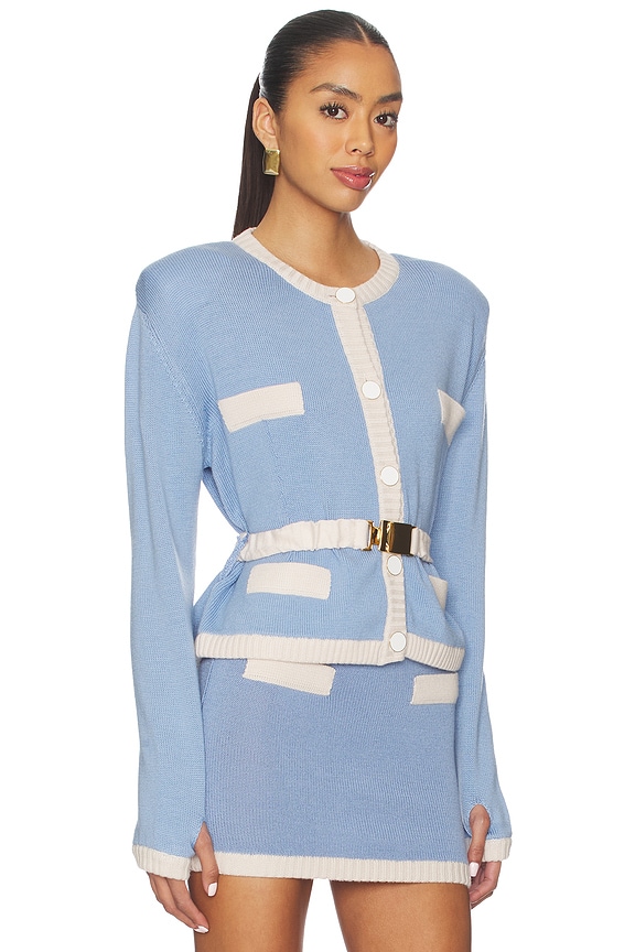 view 2 of 4 Knit Cardigan in Blue & White