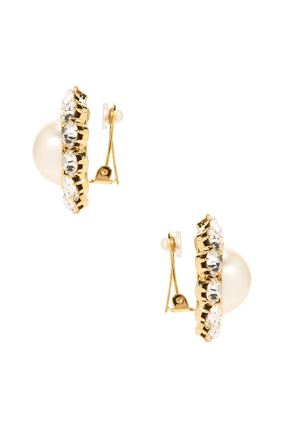 view 2 of 3 Pearl And Strass Earrings in Gold & White