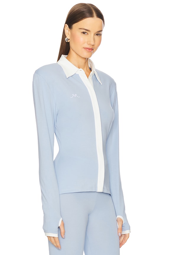 view 2 of 5 Long Sleeve Polo Top in Blue