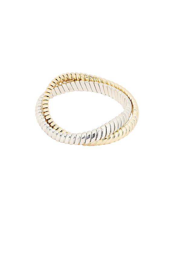 view 2 of 2 Double Cobra Bracelet in Shiny Gold & Bright Silver