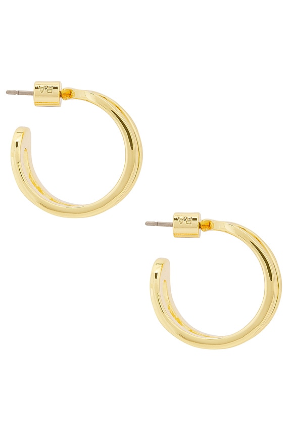view 2 of 3 Open Hoop Earrings in Shiny Gold