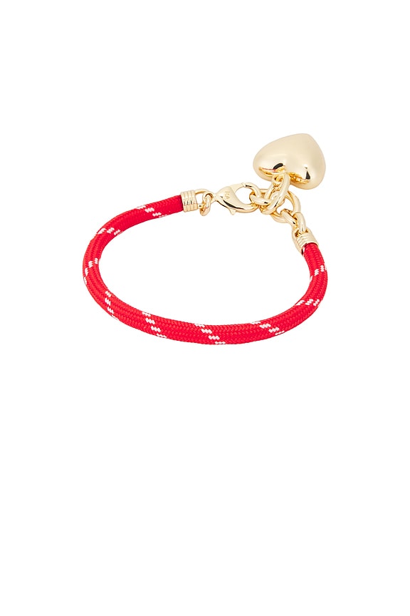 view 2 of 2 The Cord Heart Charm Bracelet in Red