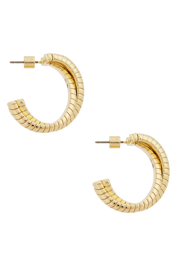 view 2 of 3 Double Cobra Hoop Earrings in Gold