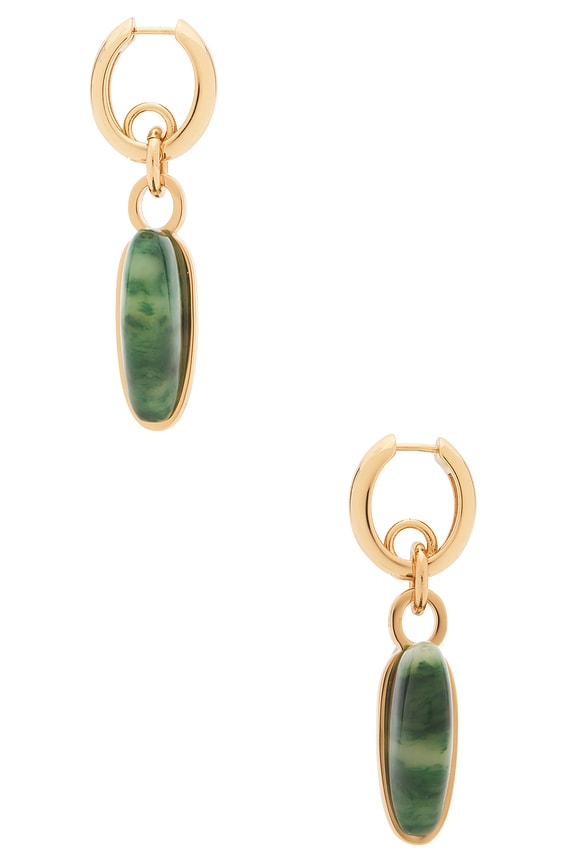 view 2 of 3 BOUCLES D'OREILLES SEMI HEART in Gold & Moss Agate