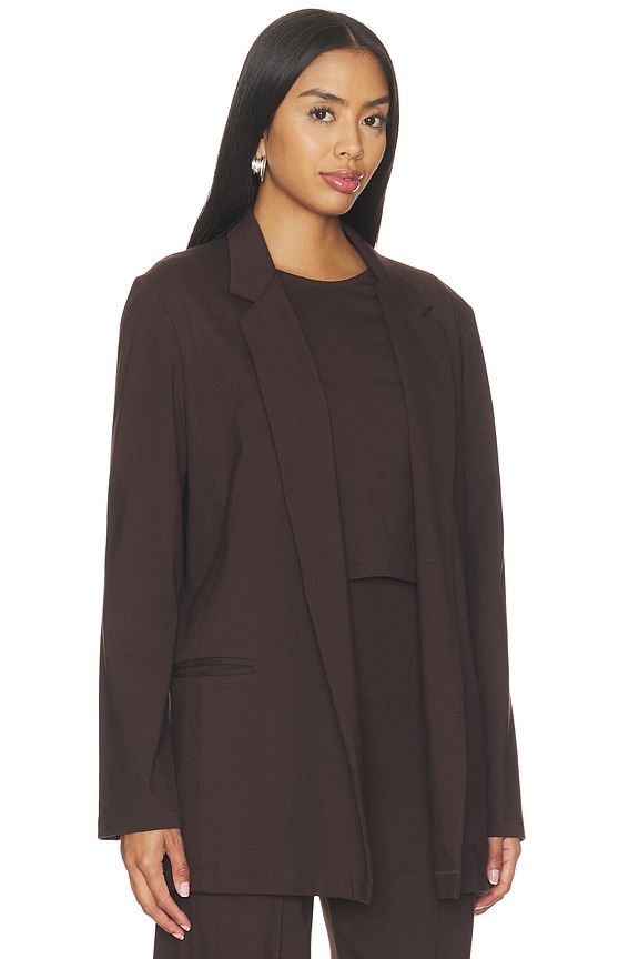 view 2 of 4 Ponte Knit Oversized Blazer in Chocolate