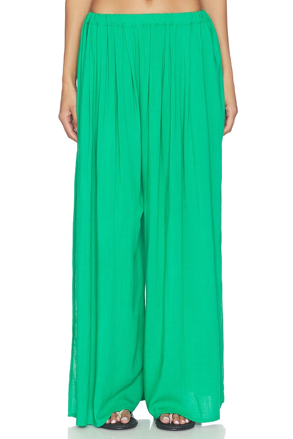 view 2 of 7 Linen Flowy Pant in Kelly Green