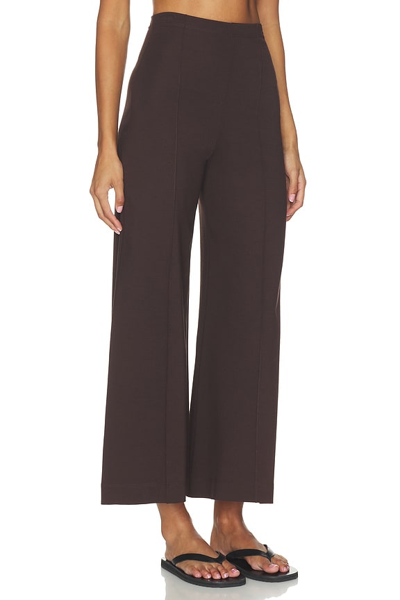 view 2 of 6 Ponte Knit Cropped Wide Leg Pant in Chocolate