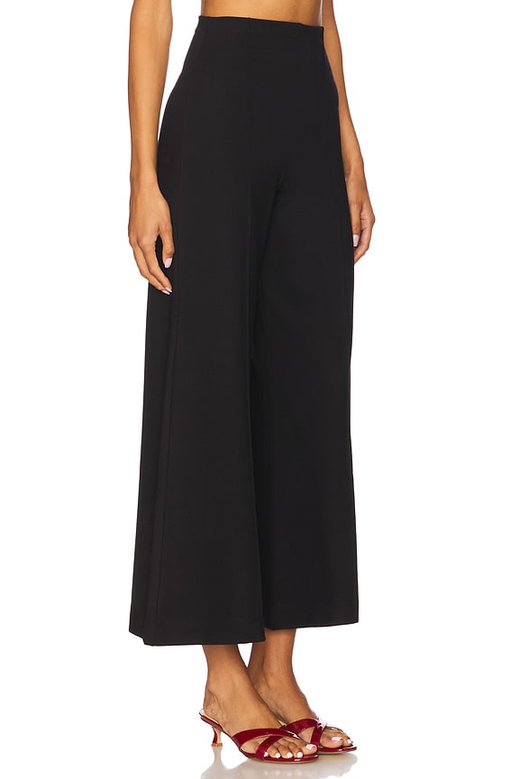 view 2 of 6 PANTALON JAMBES LARGES CROPPED EN MAILLE PONTE in Black