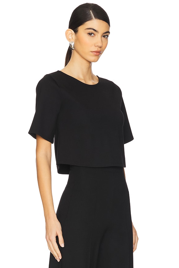 view 2 of 4 Ponte Knit Short Sleeve Top in Black