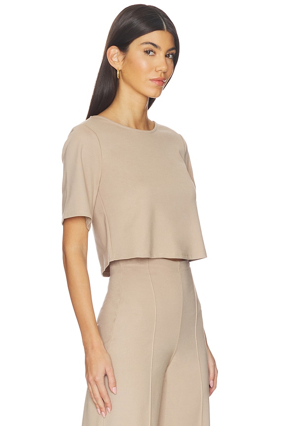 view 2 of 4 Ponte Knit Short Sleeve Top in Khaki