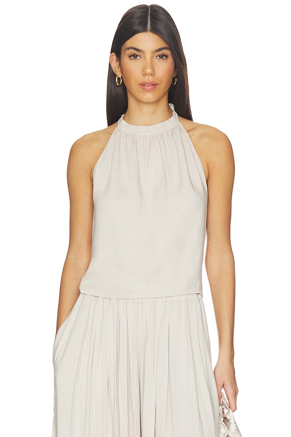 view 1 of 4 Linen Tie Back Halter Top in Sand