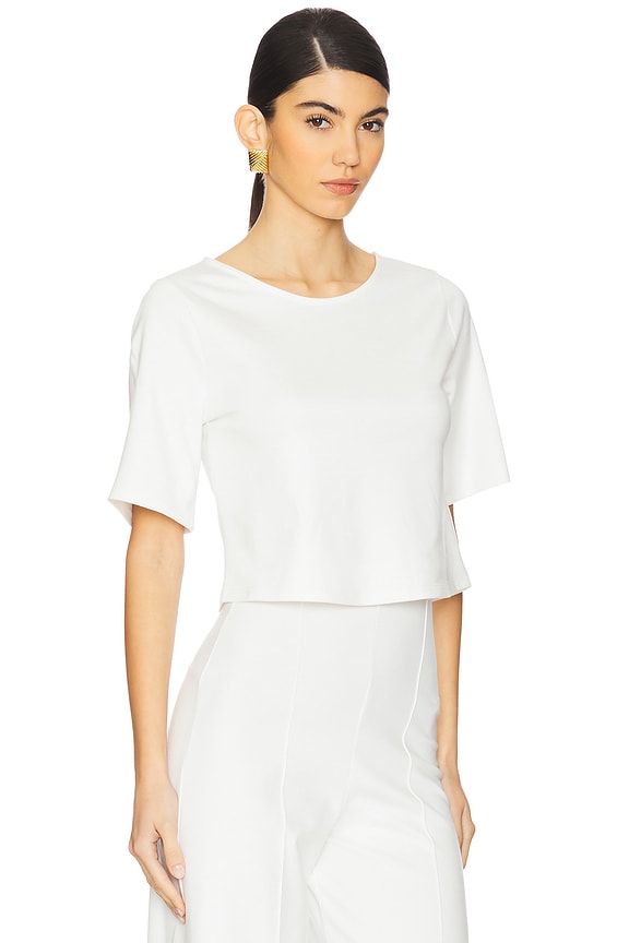 view 2 of 4 Ponte Knit Short Sleeve Top in Off White
