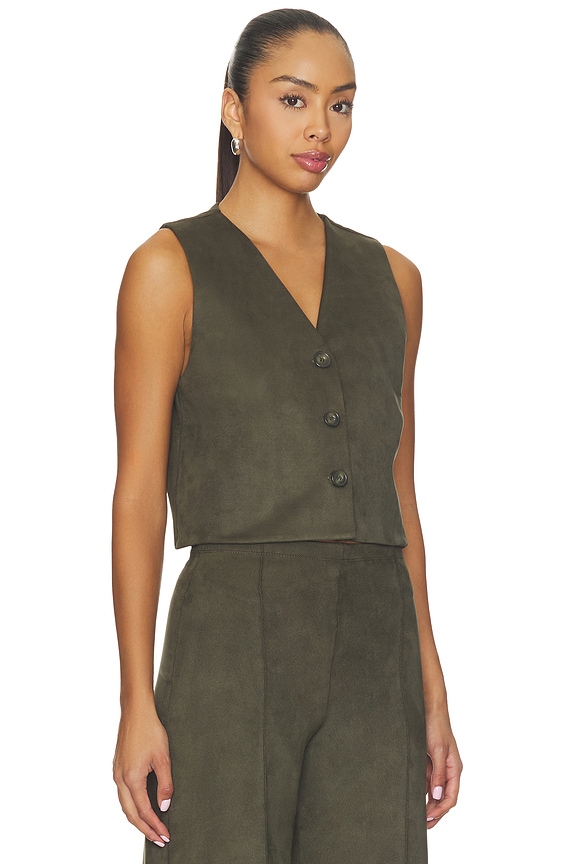 view 2 of 4 Stretch Suede Vest in Olive