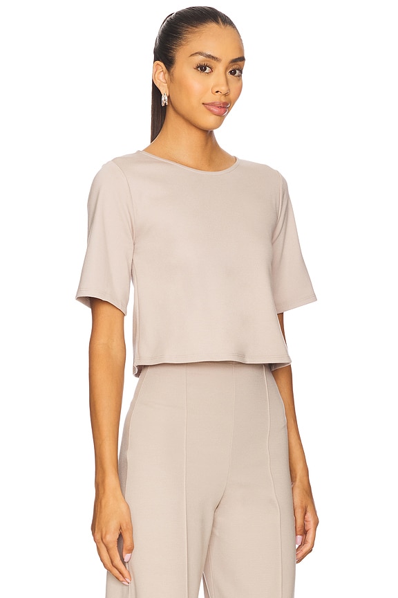 view 2 of 4 TOP MANCHES COURTES EN MAILLE PONTE in Clay