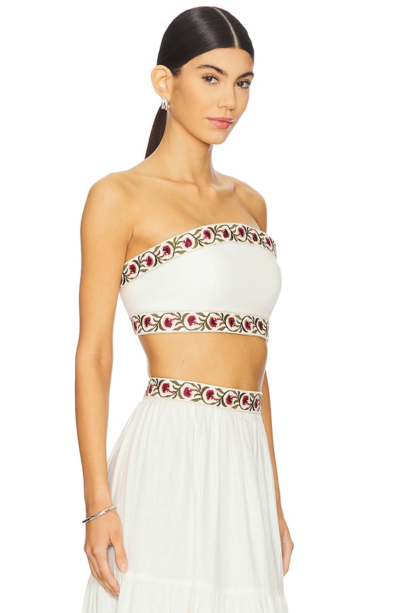 view 2 of 4 Carnation Crop Top in Ivory & Red