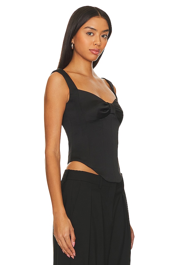 view 2 of 4 TOP CORSET EN SATIN DRAPÉ in Black