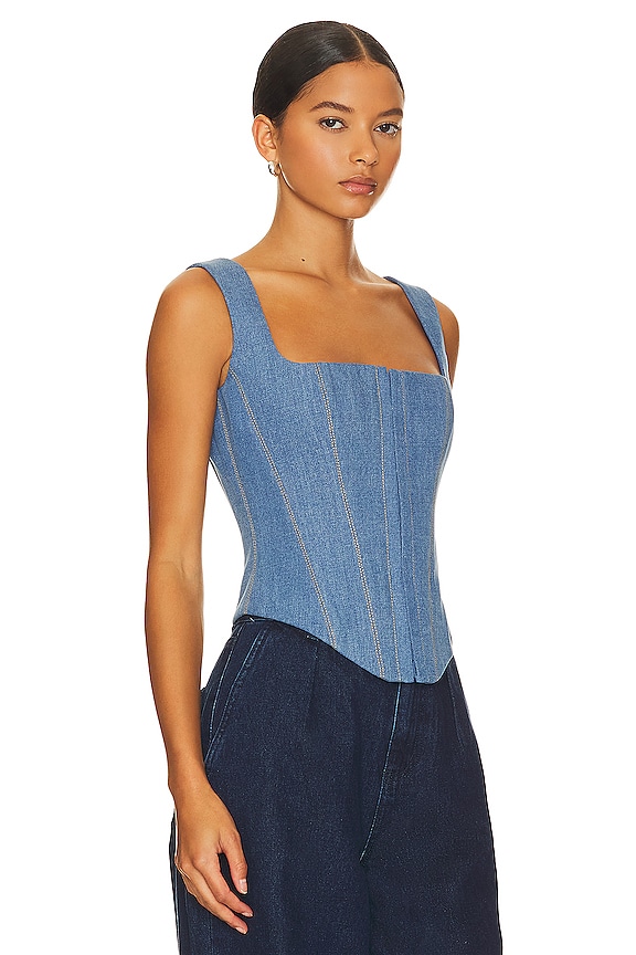 view 2 of 4 Denim Corset Top in Blue