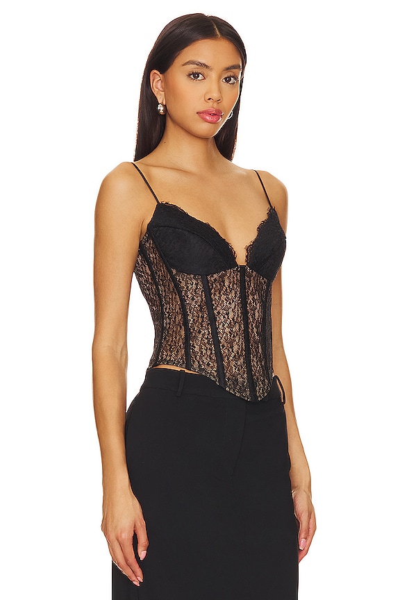 view 2 of 4 TOP CON BUSTO DE ENCAJE in Black