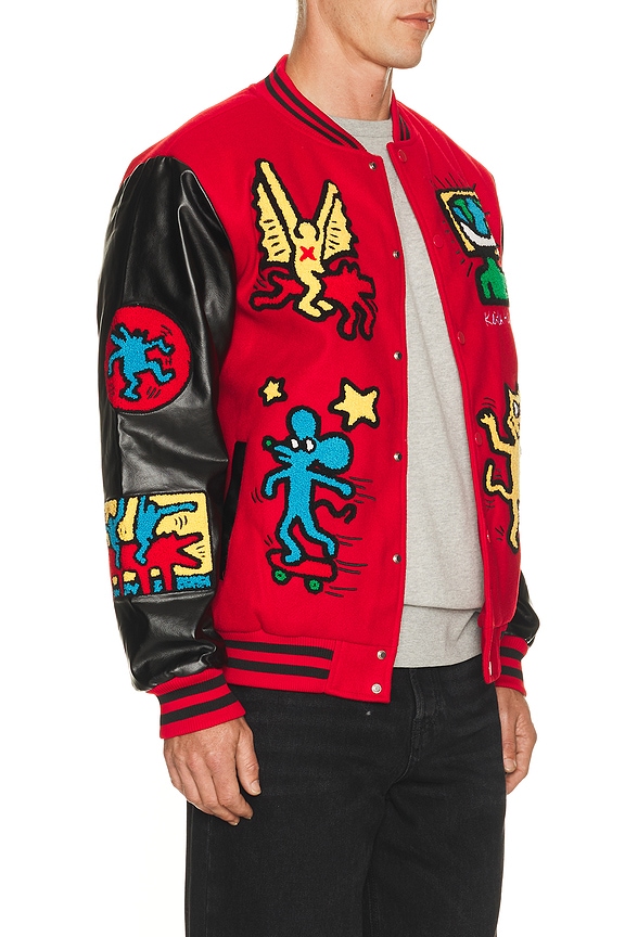 view 2 of 7 Keith Haring Varsity Jacket in Black & Red