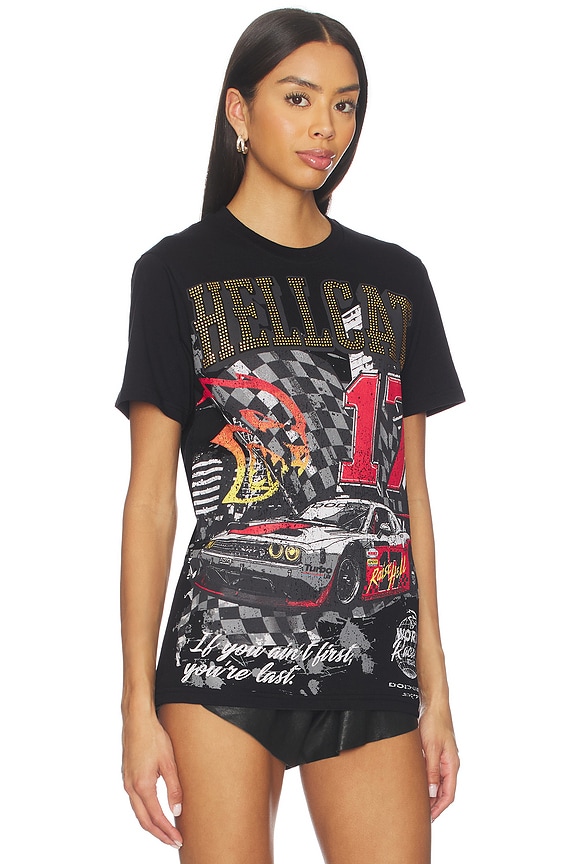 view 2 of 5 Dodge Hellcat Rhinestone Tee in Black