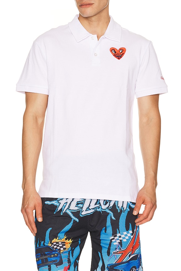 view 1 of 6 Keith Haring Heart Polo in White