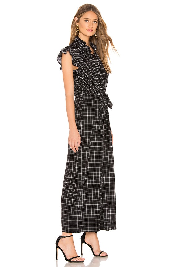 view 2 of 3 Sleeveless Plaid Silk Jumpsuit in Black