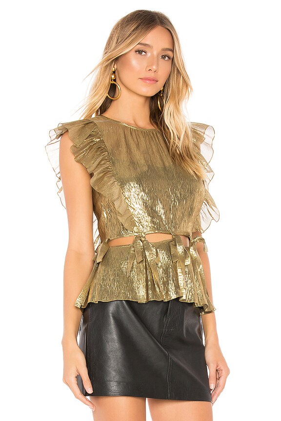 view 2 of 4 Sleeveless Lame Top in Gold