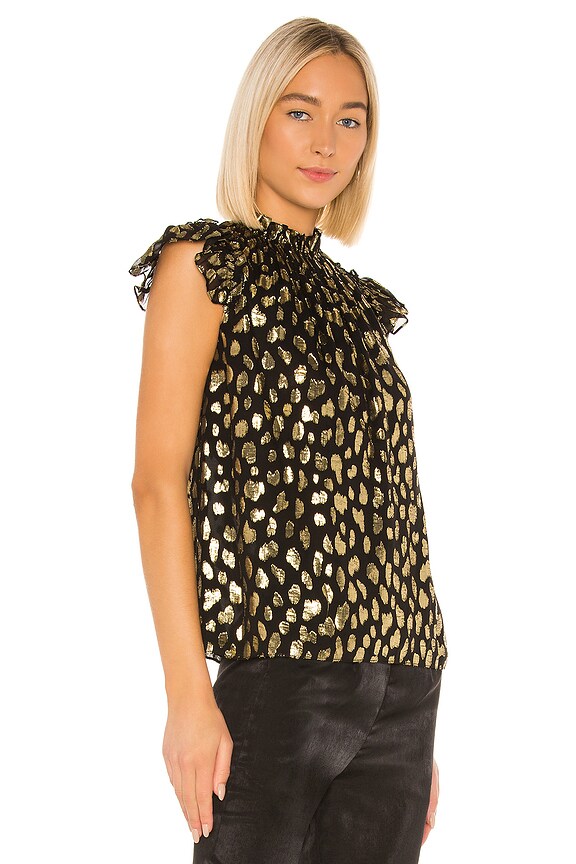 view 2 of 5 Sleeveless Leopard Metallic Top in Black Combo
