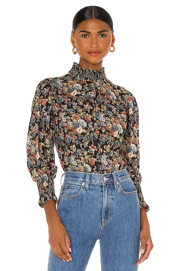 view 1 of 5 Long Sleeve Petit Zinnia Blouse in Black Combo