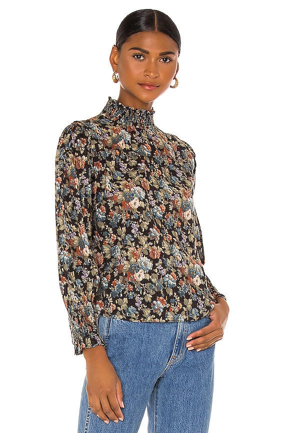 view 2 of 5 Long Sleeve Petit Zinnia Blouse in Black Combo