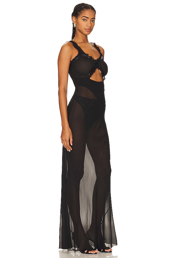 view 2 of 3 Ruffle Slip Dress in Black