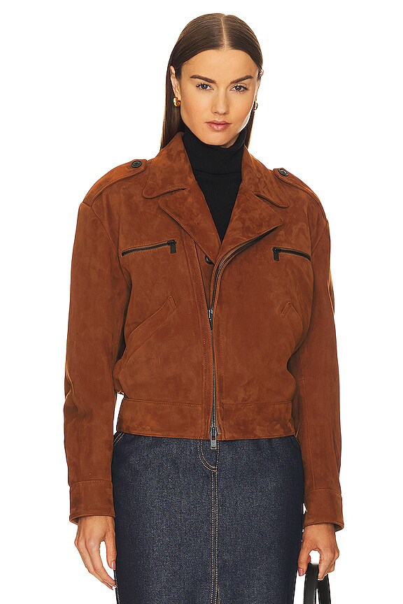 view 2 of 5 CHAQUETA MOTO ANTE in Cognac