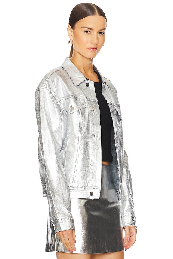 view 2 of 4 Odelia Oversized Denim Jacket in Silver